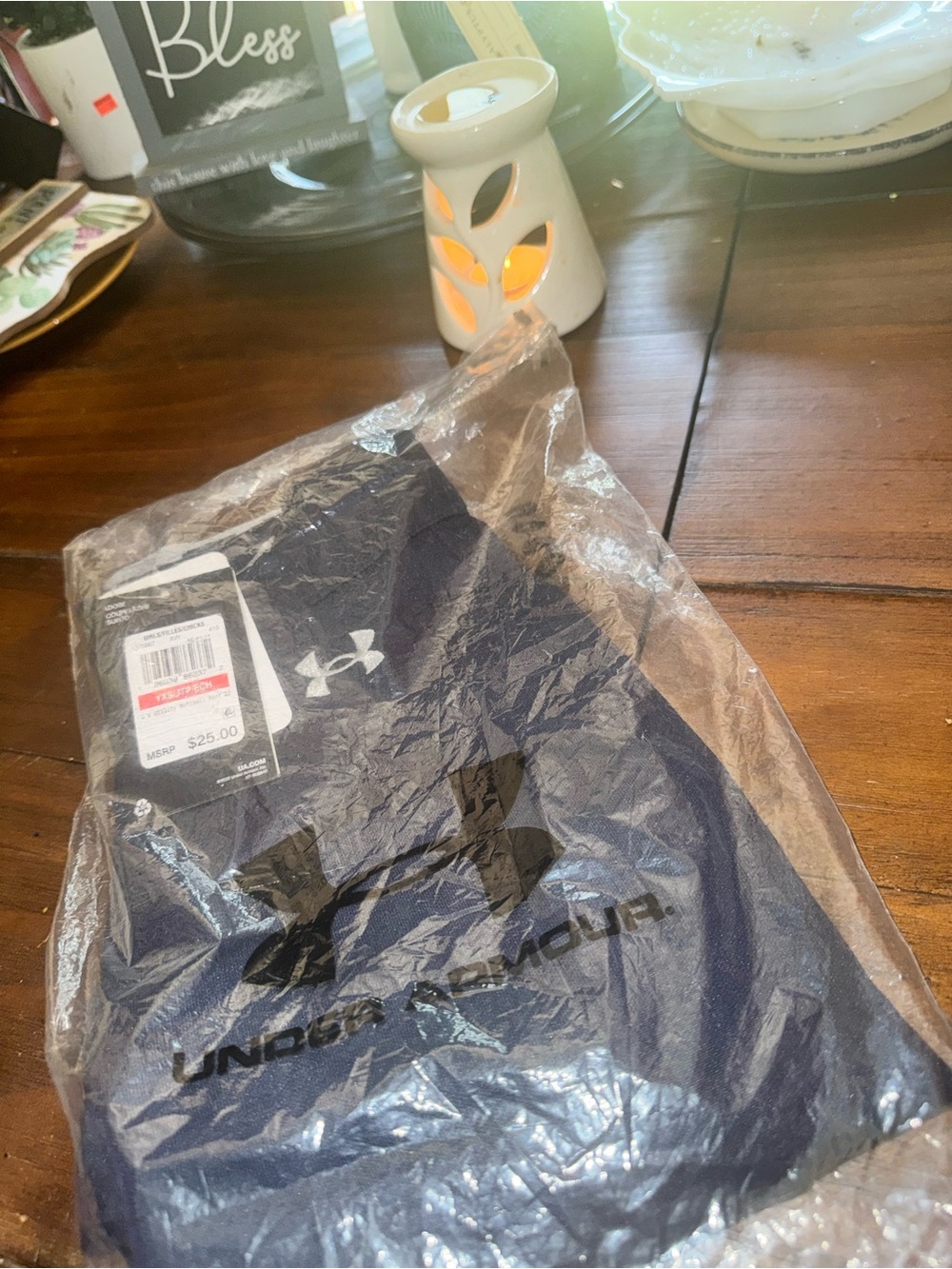 Under Armour Kids Navy Blue Athletic Tee with White Logo
